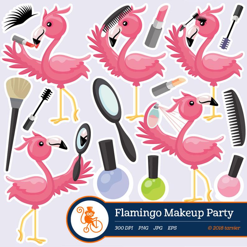 794x794 Flamingo Makeup Party Clipart Bird Clipart Flamingo Vector Etsy