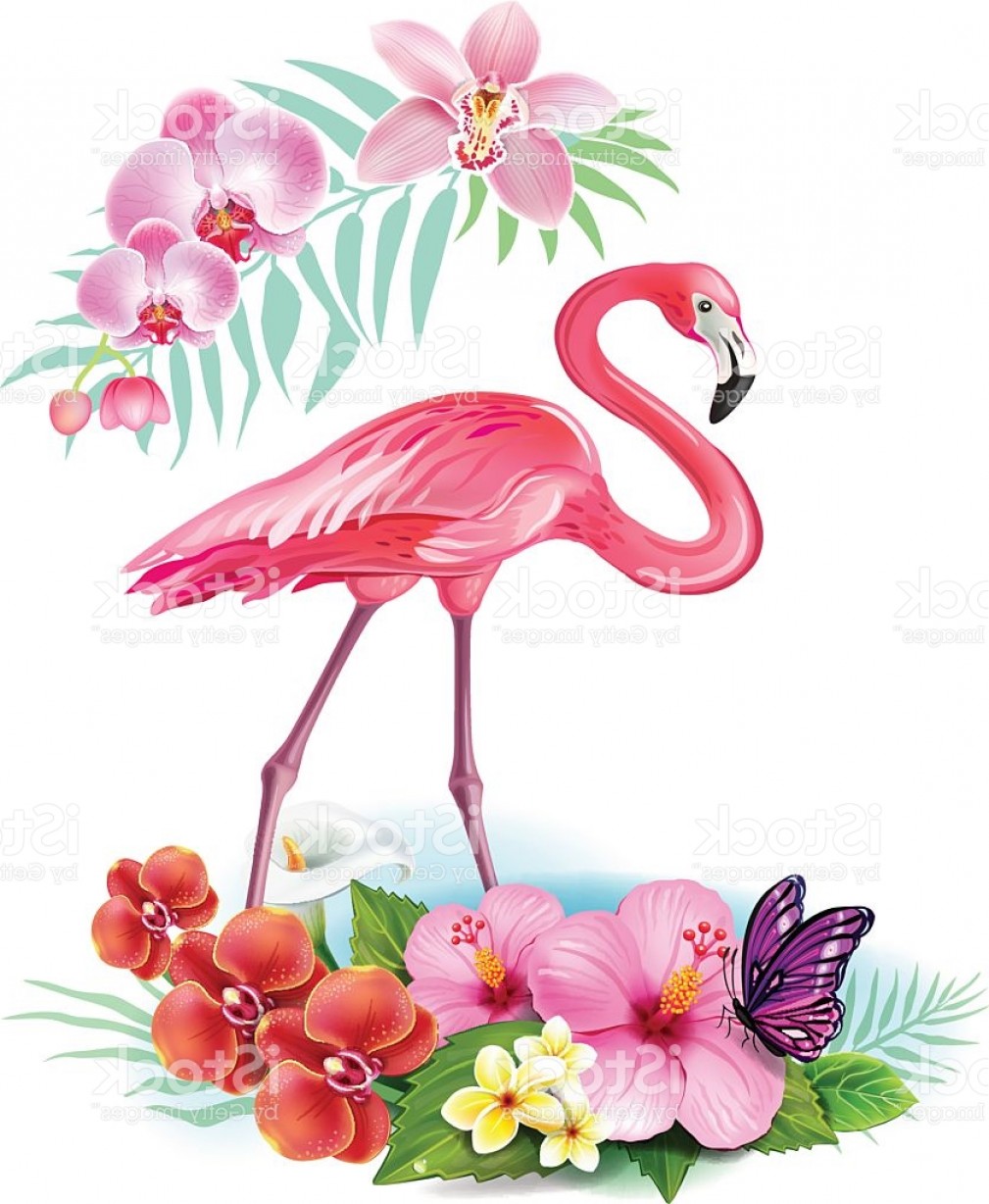 palm tree and flamingo svg