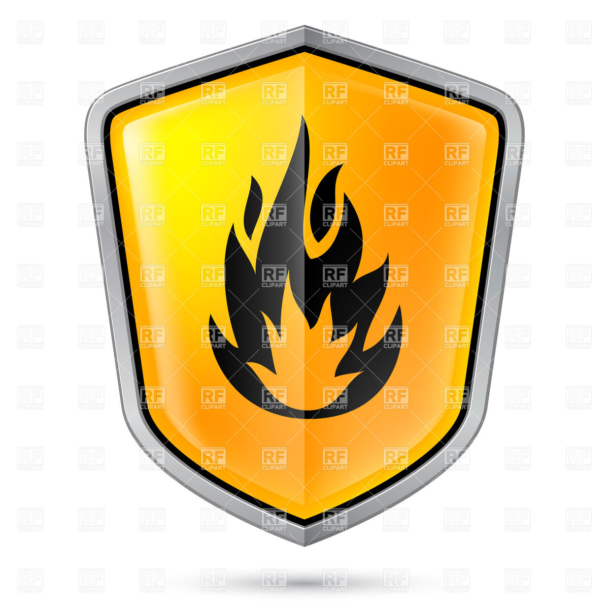 1200x1200 Icon Of Yellow Shield Of Highly Flammable Symbol Vector Image