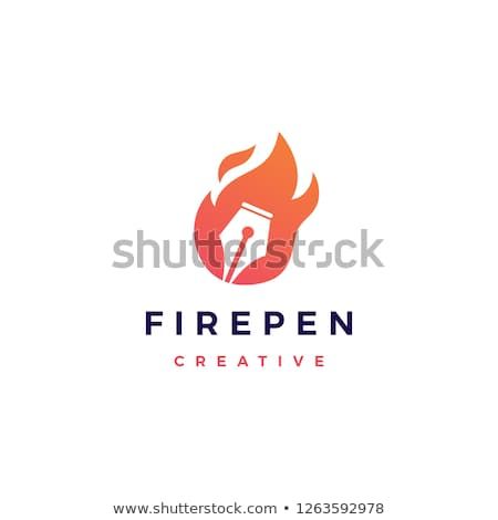 450x470 Pen Fire Flame Logo Vector Icon