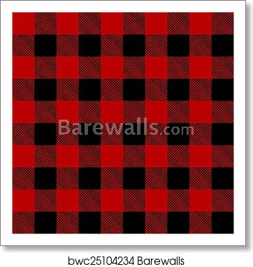 362x382 Tiled Red And Black Flannel Pattern Illustration, Art Print