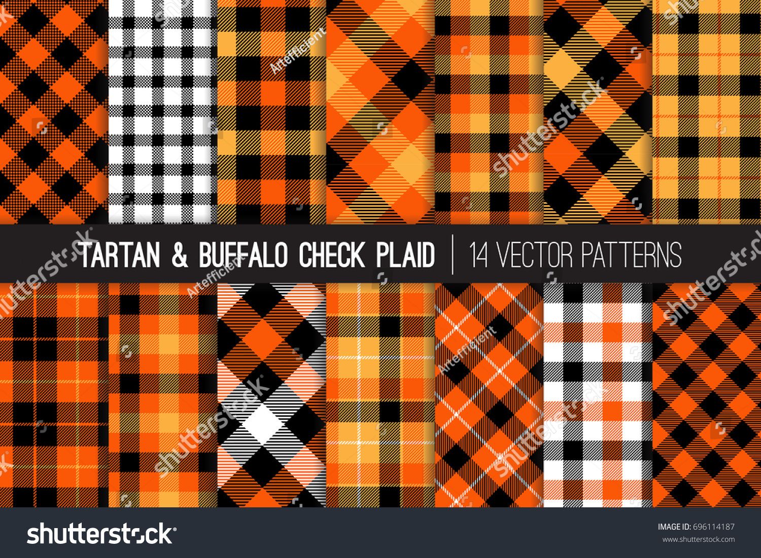 1500x1101 Halloween Tartan And Buffalo Check Plaid Vector Patterns Orange