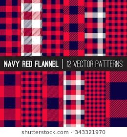260x280 Lumberjack Flannel Plaid Vector Patterns In Navy Blue And Red