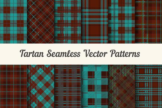 570x379 Tartan Pattern Brown Blue Digital Paper Pack Tartan Printable Etsy