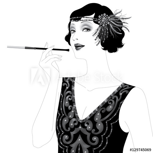 500x500 Flapper Girl Black And White