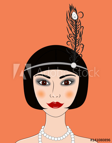 391x500 Flapper Girl Retro Style Portrait