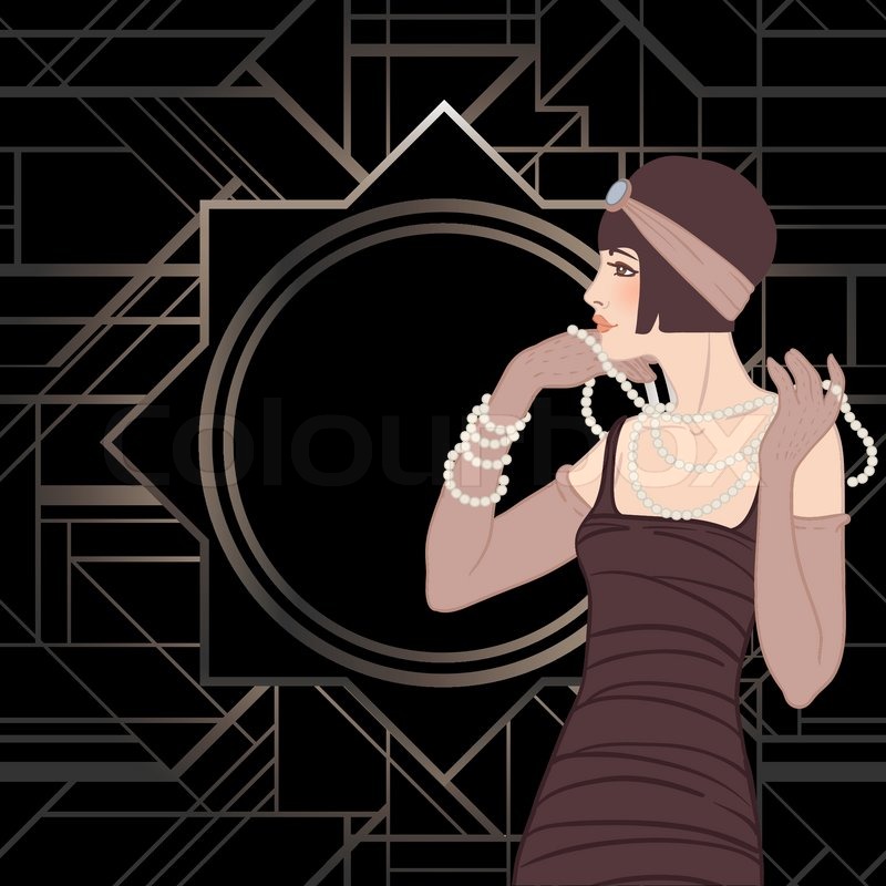 800x800 Flapper Girl Retro Party Invitation Stock Vector Colourbox