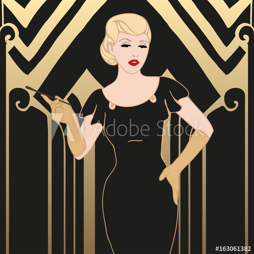 500x500 Flapper Girl Retro Party Invitation Design Retro Girl Vector