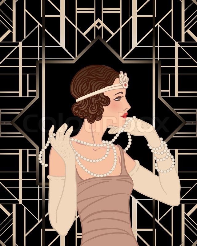 640x800 Flapper Girl Retro Party Invitation Design Vector Illustration