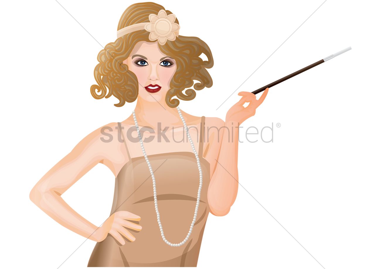 1300x919 Flapper Girl Vector Image