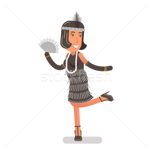 600x599 Flapper Girl Illustration Vector Illustration Eduards Kantans