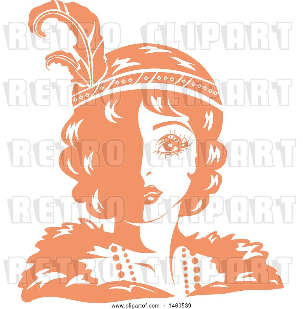 1024x1044 Vector Clip Art Of Retro Orange And White Flapper Girl Wearing