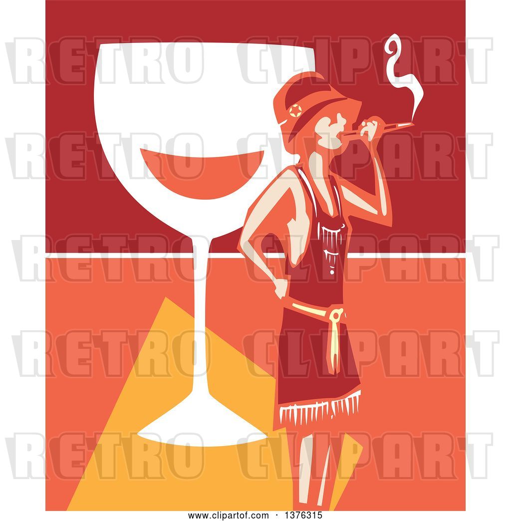 1024x1044 Vector Clip Art Of Retro Woodcut Flapper Girl Smoking A Cigarette