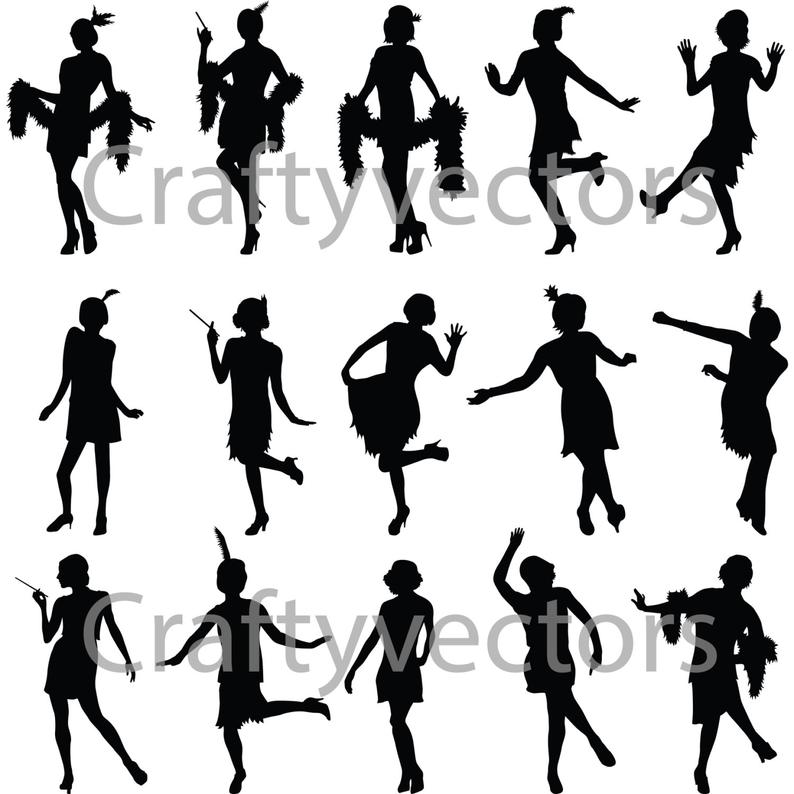 794x794 Flapper Girls Silhouette Vector Etsy