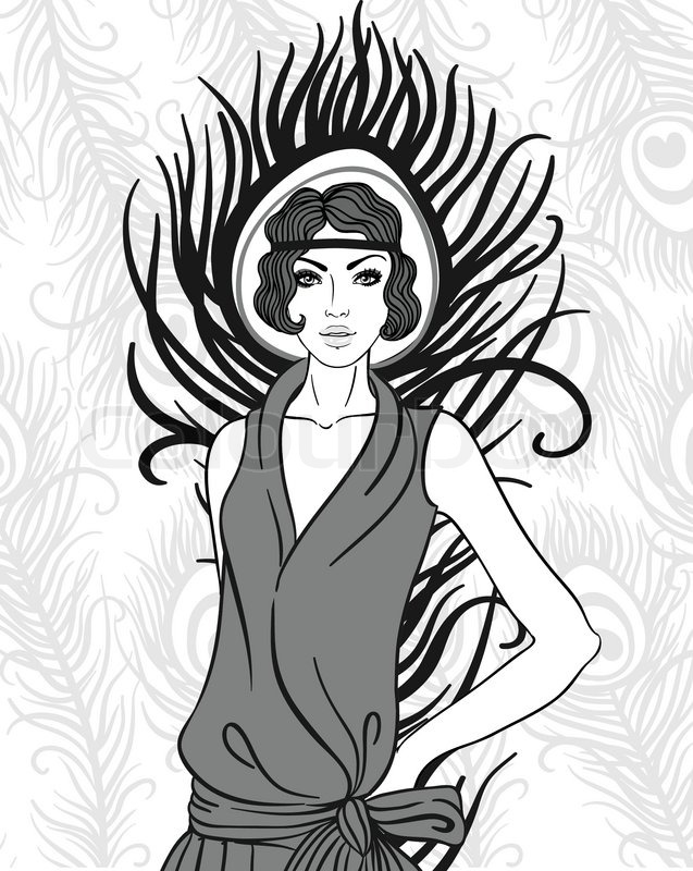 637x800 Flapper Girl Retro Party Invitation Stock Vector Colourbox