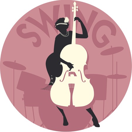 450x450 Musical Style Swing Silhouette Of Flapper Girl Playing Double