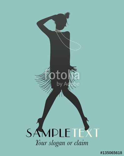 397x500 Silhouette Of Flapper Girl Dancing Charleston Stock Image