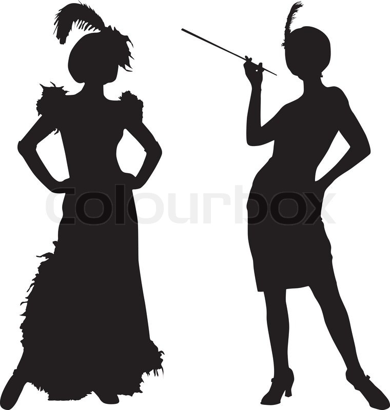 760x800 Silhouettes Of Women From Cabaret Stock Vector Colourbox