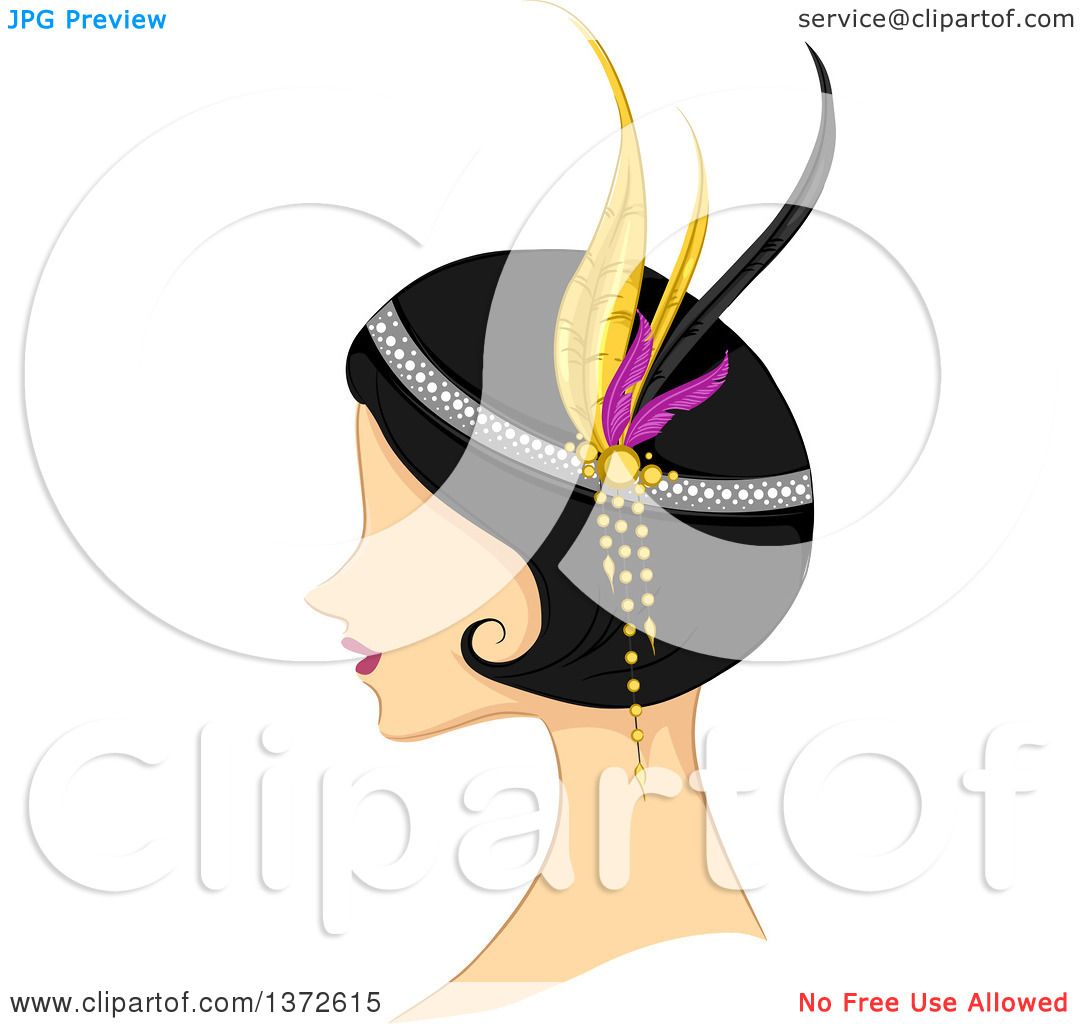 1080x1024 Clipart Of A Retro Flapper Woman In Profile