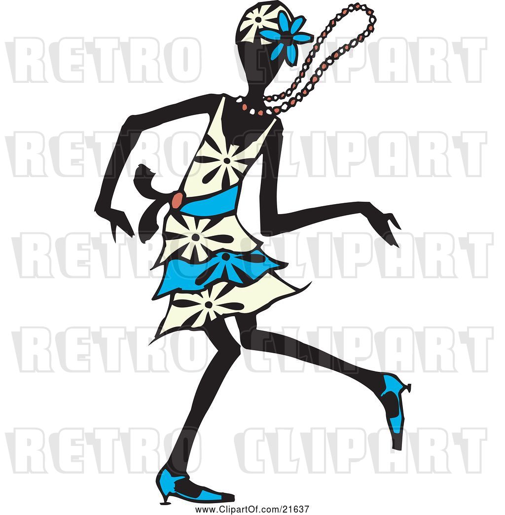 1024x1044 Vector Clip Art Of Retro Dancing Flapper Lady In A White And Blue