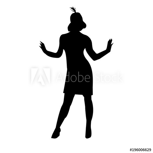 500x500 Black Flapper Silhouette On White Background