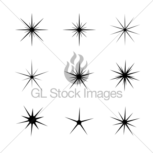 500x500 Vector Sparkles Black Symbols Star Glitter, Stellar Flare Gl
