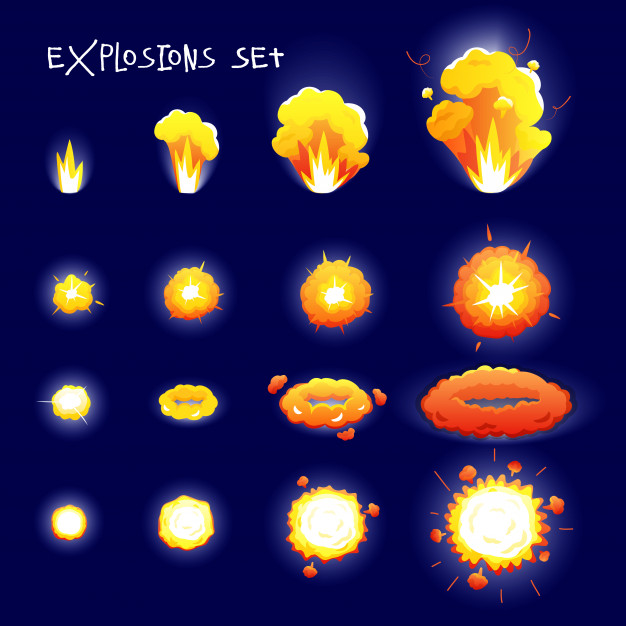 Cartoon Set With Explosion Effects Of Different Size And Shape 626x626 Cartoon Set With Explosion Effects Of Different Size And Shape