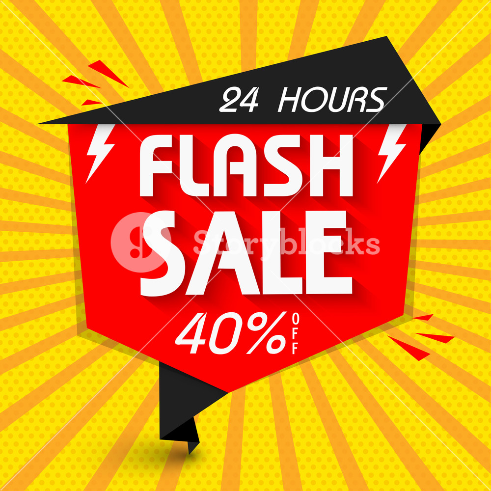 1000x1000 Flash Sale Paper Tag Or Banner With Discount Offer, Vector