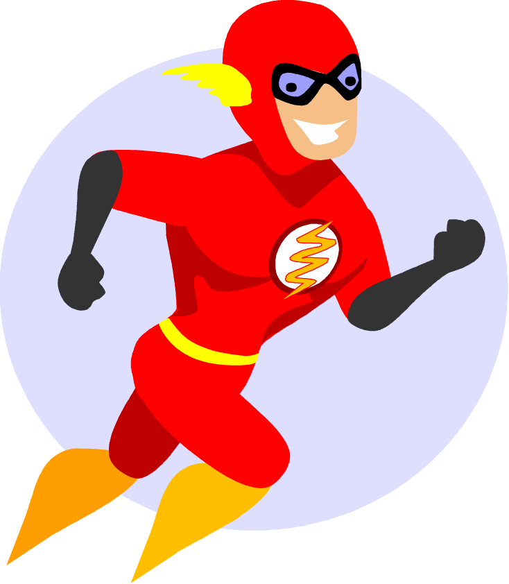 734x842 Free Flash Superhero Cartoon Character Vector Clip Art Image