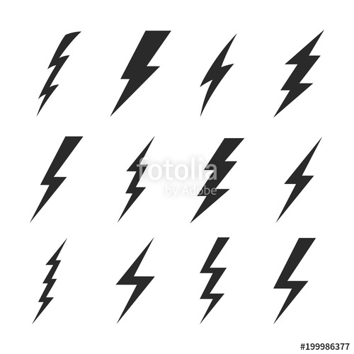 500x500 Thunder Sign Set Flash Icons Vector Stock Image And Royalty