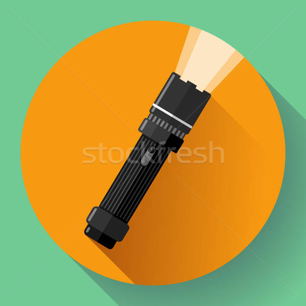 600x600 Flashlight Vector Icon Flat Design Style Vector Illustration