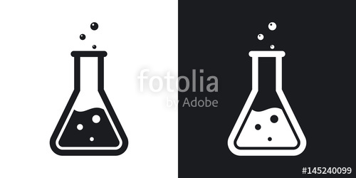 500x250 Vector Lab Flask Icon Two Tone Version On Black And White