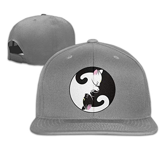 522x522 Flat Baseball Cap, Adjustable Baseball Cap Vector Yin And Yang Cat