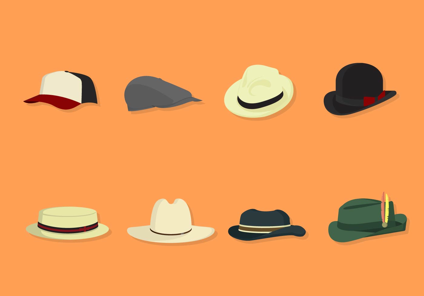 1400x980 Flat Cap Free Vector Art