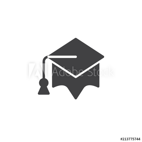 500x500 Graduation Cap Vector Icon Filled Flat Sign For Mobile Concept