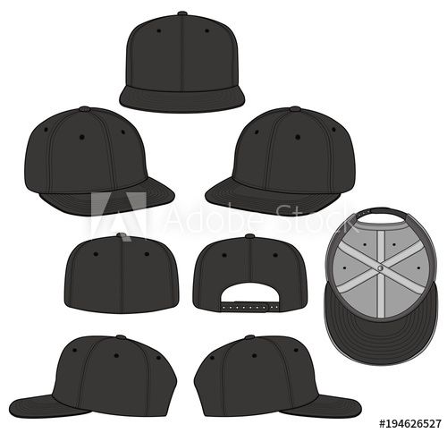 500x484 Snapback Black Vector Illustration Flat Sketches Template