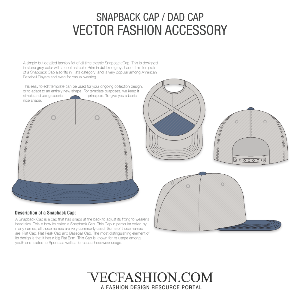 1000x1000 Snapback Cap Vector Fashion Flat