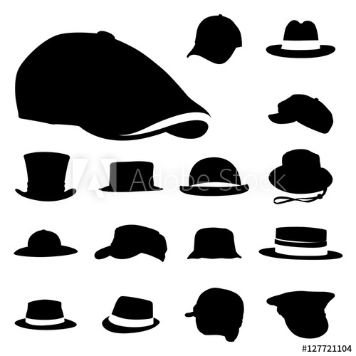 500x500 Vector Men Hat Silhouette Icon Set Collection