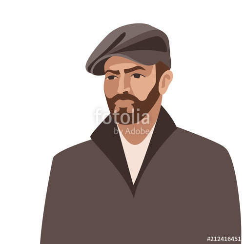 500x500 Hipster In Hat Face Vector Illustration Flat Style Stock Image