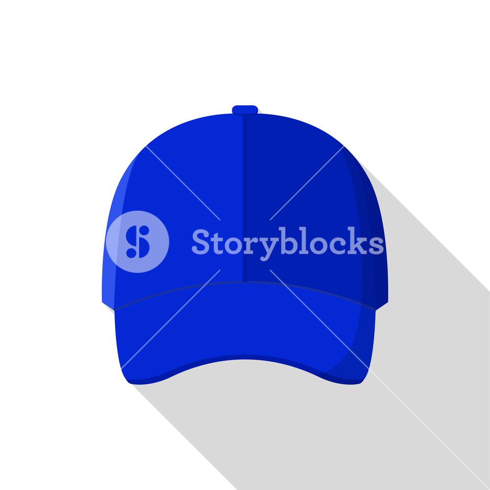 1000x1000 Blue Front Baseball Cap Icon Flat Illustration Of Blue Front