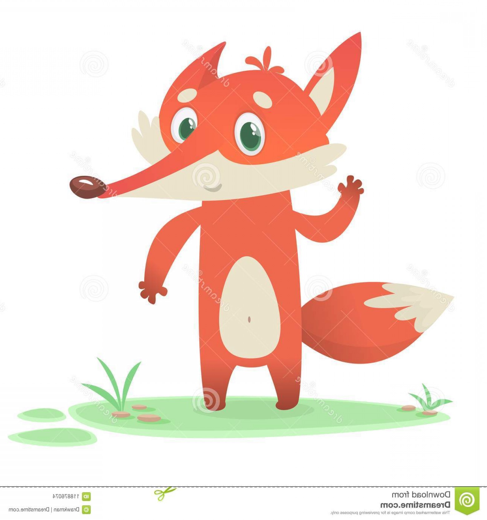 1560x1668 Cute Cartoon Fox Character Waving Presenting Flat Design Vector