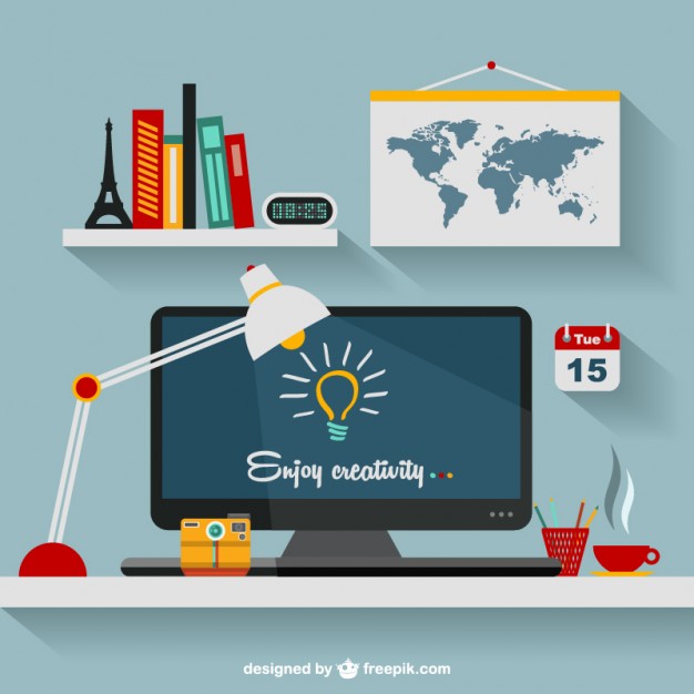 626x626 Designer's Office Flat Illustration Vector Free Download