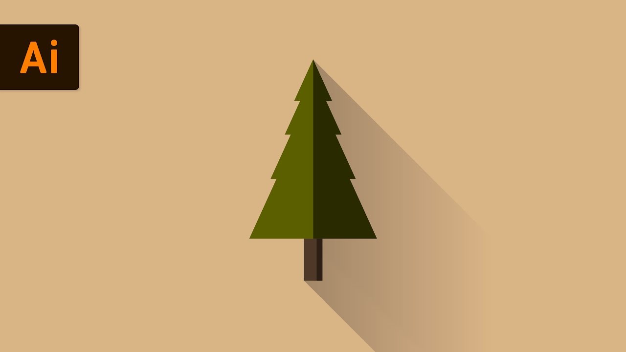 1280x720 Flat Design Vector Tree Illustrator Tutorial