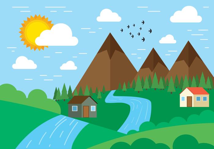 700x490 Free Flat Design Vector Landscape