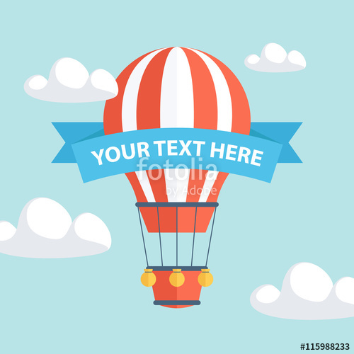 500x500 Hot Air Balloon With Ribbon For Your Text Flat Design Vector