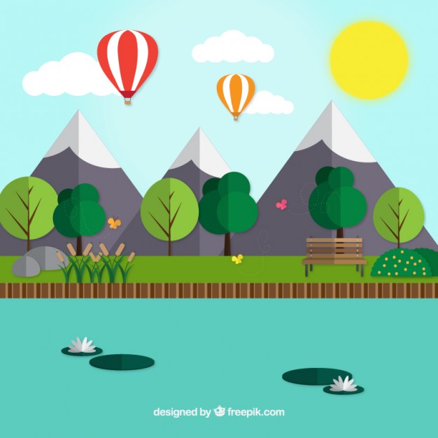 626x626 Landscape With Mounstains In Flat Design Vector Free Download