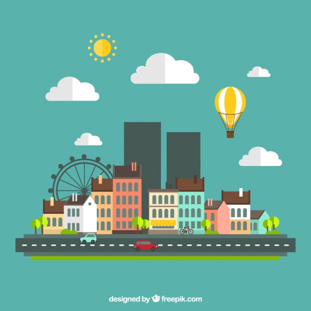 626x626 Urban Landscape In Flat Design Vector Free Download