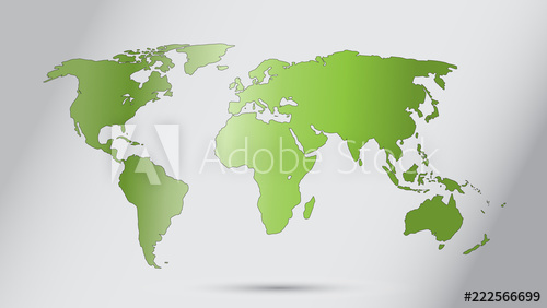 500x282 World Map Vector, Ecology Concept, Green World, Flat Earth Map