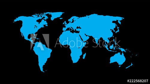 500x282 World Map Vector, Isolate On Blank Background, Flat Earth Map