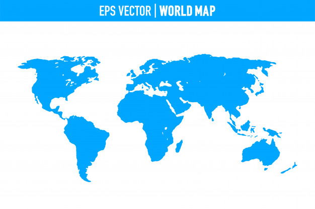 626x417 World Map Isolated On White Background Flat Earth, Gray Map